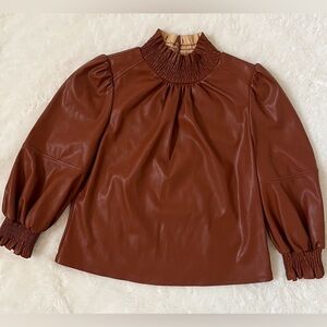 Brown Faux leather INC Top